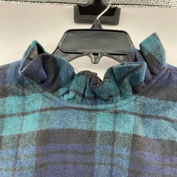 Tuckernuck Women's Blackwatch Plaid Faye Blouse Top Ruffle Collar Career Wool M